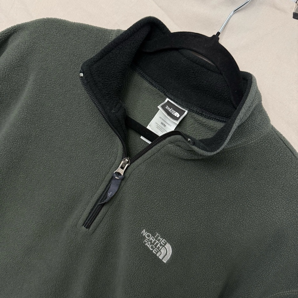 The North Face Mens Size Medium Green Quarter Zip Fleece Pullover Jacket Outdoor